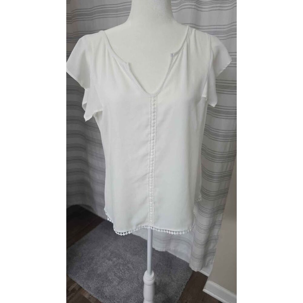 Three Pink Hearts Trixxi Ivory Pom-Pom Trim Top Size M